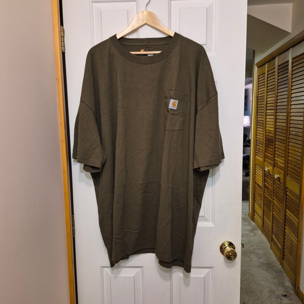 Carhartt‎ Mens K87 Workwear Pocket T-Shirt 4XL Dark Olive Green Irregular NWT